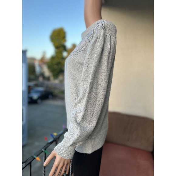 Anila Women’s Floral Knit Sweater Gray Size S/M - Picture 2 of 5